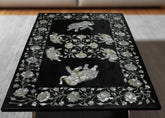 Handmade Black Marble Table – Mother of Pearl Elephant Inlay, Home Decor Furniture Unique Handicrafts IND